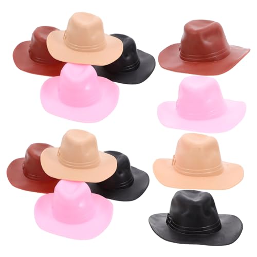 TOYANDONA 12 Stück Teiliges Mini Cowboy Hüte aus Robustem Kunststoff Farblich Gemischt Glatte Kanten Langlebig Puppenhut Zubehör für DIY Basteln Puppenhaus Dekoration Kinderfreundlich von TOYANDONA