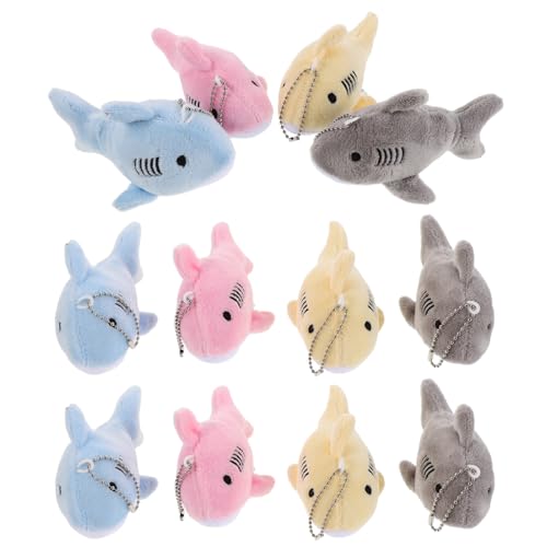 TOYANDONA 12 Stück Teiliges Mini Plüsch Hai Schlüsselanhänger Kleine Stofftier-anhänger für Rucksack und Damen Meeresthemen Partygeschenk Bunte Schlüsselring-anhänger Praktische und von TOYANDONA