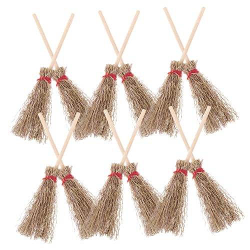 TOYANDONA 12 Stück Teiliges Mini Reisigbesen aus Stroh mit Rotem Band Langlebige Halloween Deko zum Hängen Hexen Zauberer Accessoire für Erwachsene Große für Party und Kostüm von TOYANDONA