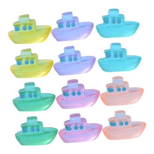 TOYANDONA 12 Stück Teiliges Miniatur Boot aus Robustem Harz Leuchtet im Dunkeln für Garten Dekoration Puppenhaus Mikro Landschaften und Kreative DIY Projekte Farben Langlebig von TOYANDONA