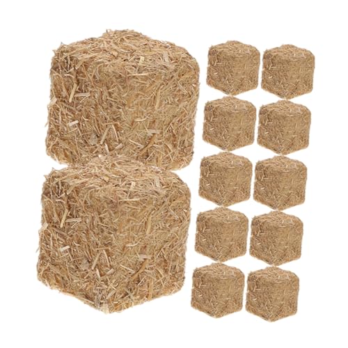 TOYANDONA 12 Stück Teiliges Miniatur Heuballen Realistisch Gestaltete Quadratische Heuhaufen Rustikale Dekoration für Puppenhäuser Garten Sandtische und Bauernhof Dioramen von TOYANDONA