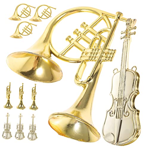TOYANDONA 12 Stück Teiliges Miniatur Musikinstrument Modell aus Kunststoff Weihnachtsbaum Anhänger Detailreiche Violine Trompete Horn Glatte Oberfläche DIY Bastelset für Festliche von TOYANDONA