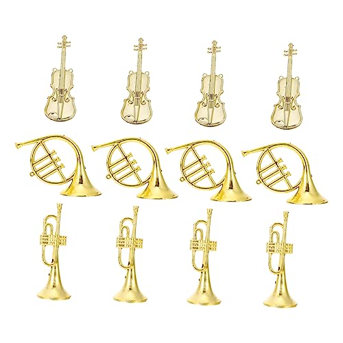 TOYANDONA 12 Stück Teiliges Musikinstrument Modell Anhänger Goldfarbene Weihnachtsbaum Dekoration DIY Realistische Violine Trompete und Horn Festival Bastelzubehör für Weihnachtsdeko und TOYANDONA 12 Stück Teiliges Musikinstrument Modell Anhänger Goldfarbene Weihnachtsbaum Dekoration DIY Realistische Violine Trompete und Horn Festival Bastelzubehör für Weihnachtsdeko und von TOYANDONA