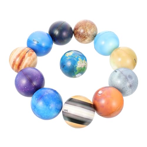 TOYANDONA 12 Stück Teiliges Planeten Decompression Bunte Elastische Antistress Bälle für Erwachsene als Stressabbauhilfe Inklusive Planeten Sternenhimmel Motiven Vielseitig und Langlebig von TOYANDONA