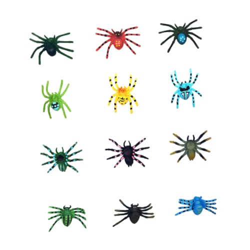 TOYANDONA 12 Stück Teiliges Realistische Halloween Spinnen Lebensechte Spinnenfiguren für Halloween Dekoration Scherzspielzeuge und Kreatives Lernen von TOYANDONA