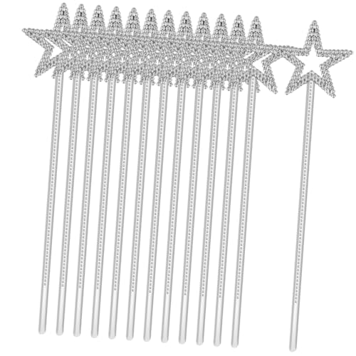 TOYANDONA 12 Stück Teiliges Sternförmig Glitzernde Feenstäbe Leicht Griffbar Für Kostüm Party Mädchen Geburtstagsdeko Fasching von TOYANDONA