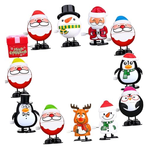TOYANDONA 12 Stück Teiliges Weihnachts Aufziehspielzeug Kleine Wind Up Spielzeuge Langlebig und Sicher Bunte Cartoon Figuren für Party Mitbringsel von TOYANDONA