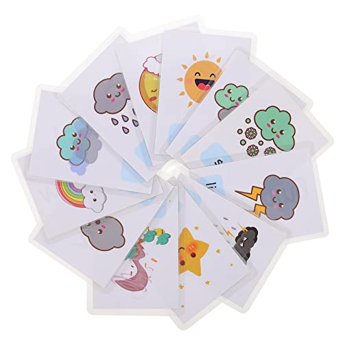 TOYANDONA 12 Stück Wetter Wortkarten Lehr Lernkarten Lernkarten Tragbare Wortkarten Lernkarten Wetter Lern Erkenntniskarten Kunststoffverpackung von TOYANDONA