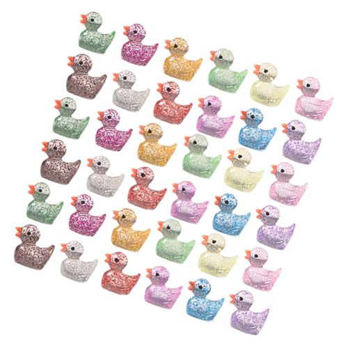 TOYANDONA 120 Stück Mini Glitzer Enten aus Resin Niedliche Tierfiguren für Puppenhaus und Mikro Landschaftsdekoration Feengarten Zubehör für Aquarien und DIY Bastelprojekte von TOYANDONA