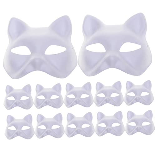 TOYANDONA 12St Handbemalte Zellstoffmasken weiße Maske Tierische Kabuki-Masken Masken für Erwachsene Kostüm Teufelsmaske halloween deko weihnachtsdeko Partymasken Maskerade Zubehör Papier von TOYANDONA