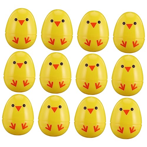 TOYANDONA 12St Küken bedruckte Eier Blase Zauberstab Raupe Eierbecher Korb ostern ostereier spiele zu ostern Ostereier für osterversorgung Plastik Yellow von TOYANDONA