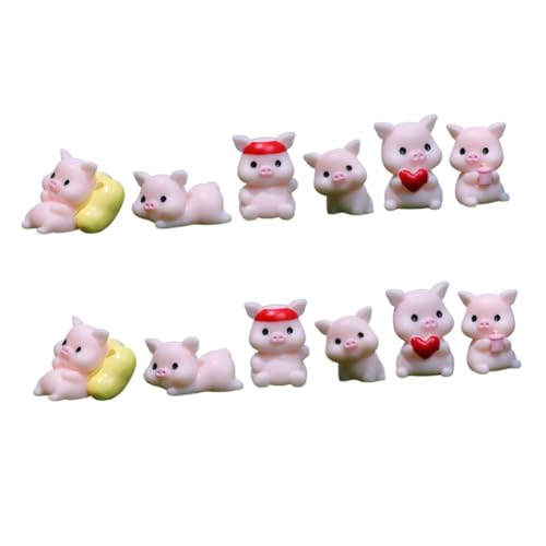TOYANDONA 12St Schweinchenfiguren aus Kunstharz Cute Decor miniaturfiguren car Decor gartendekoration autodeko Bank Badespielzeug bastelset Garten kleine Statuen Harz- -Skulptur Rosa von TOYANDONA