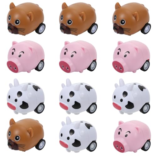 TOYANDONA 12Stücke Mini Ziehspielzeugautos für Rückziehbare Fahrzeuge Lernspielzeug Sprachkenntnissen und Kreativität Sicher von TOYANDONA