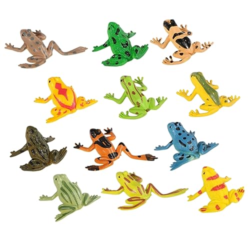 TOYANDONA 12Stücke Teiliges Miniatur Plastikfrösche für Realistische Frösche als Party Gefälligkeiten und Lernspielzeug für Jungen und Mädchen für Kognitive Entwicklung und Spaß von TOYANDONA