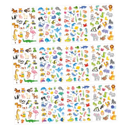 TOYANDONA 12st Wasserflaschenaufkleber Lustig Meeresaufkleber Ozeanaufkleber Für Wasserflaschen Wasserflaschenaufkleber Tiere Strandaufkleber Für Wasserflaschen Süße Mini-Aufkleber PVC von TOYANDONA
