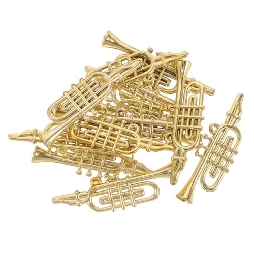 TOYANDONA 12st Weihnachtsdekoration Weihnachtsgirlande Gefälschte Trompete Mini-Ornamente Für Musikinstrumente Miniaturdinger Miniatur-saxophoninstrument Miniatursachen Golden Plastik von TOYANDONA
