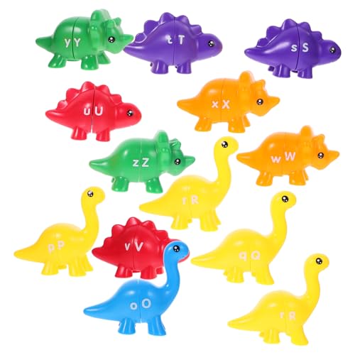 TOYANDONA 13 Stück Teiliges Dinosaurier Lernspielzeug Alphabet Matching Spiel Fördert Feinmotorik Hand Auge Koordination und Fantasie Leicht Tragbar Vorschulspielzeug für Jungen und Mädchen von TOYANDONA