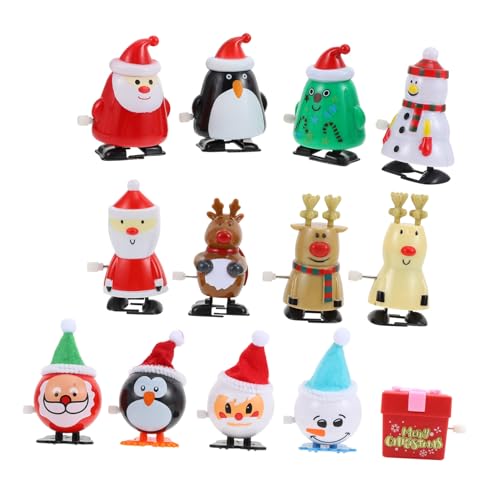 TOYANDONA 13 Stück Teiliges Weihnachts Aufziehspielzeug mit Mini Santa Claus Figuren Bunte Cartoon Toys Interaktives für Familienspaß und Festliche Deko von TOYANDONA