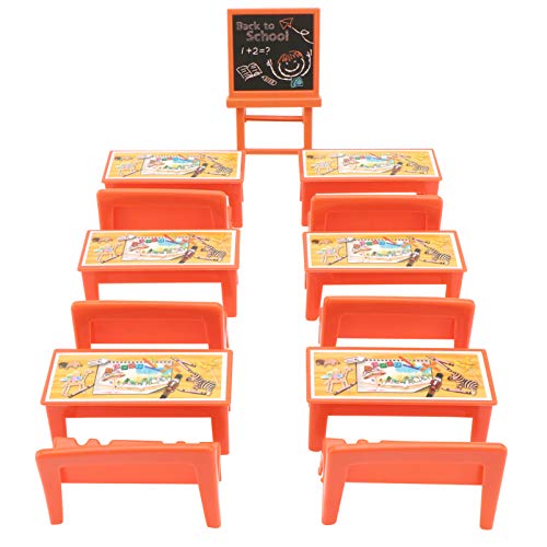 TOYANDONA 13-Teiliges Mini-Klassenzimmer-Möbelset Puppenhaus-Miniatur-Schultisch Und Stuhl Kreidetafel-Modell Mini-Klassenzimmer-Schreibtisch-Zubehör TOYANDONA 13-Teiliges Mini-Klassenzimmer-Möbelset Puppenhaus-Miniatur-Schultisch Und Stuhl Kreidetafel-Modell Mini-Klassenzimmer-Schreibtisch-Zubehör von TOYANDONA
