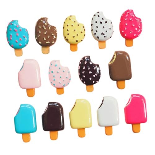 TOYANDONA 14 Stück Realistische Eiscreme aus Harz Kawaii Dessert Deko für DIY Handyhüllen Kreative Bastelprojekte und Partygeschenke Schokoladen Charms von TOYANDONA