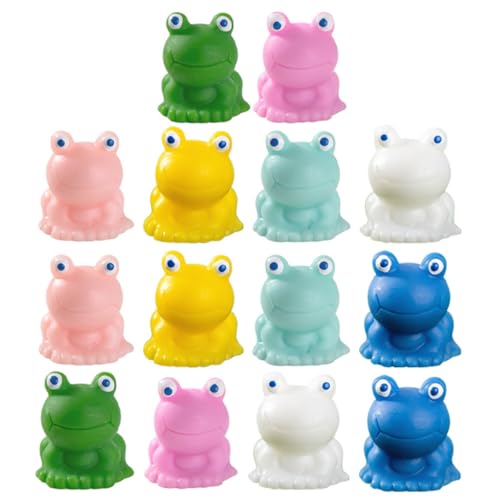 TOYANDONA Miniatur Froschfiguren 14 Stück Harz 7 Farben Kleiner Frosch Deko für Mikrolandschaft Garten Aquarium Terrarium Schreibtisch Puppenhaus Langlebiges Zubehör von TOYANDONA