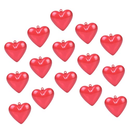 TOYANDONA 15 Stk Liebe Geschenkbox Kleine Einmachgläser Herzform-ornamente Zum Valentinstag Klares Hängendes Ornament Valentine Herz Boxen Herzbehälter Mit Deckel Kleine Kisten Rot Plastik von TOYANDONA