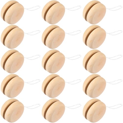 TOYANDONA 15 Stück Kugel reaktionsfreudige Kontrolle Unvollendet Mini Rund Basteln Baby Kleine Holzspielzeug Yoyo für Kinder Anfänger Holzmalerei Kunst Geburtstag Weihnachten Halloween Gefälligkeiten von TOYANDONA