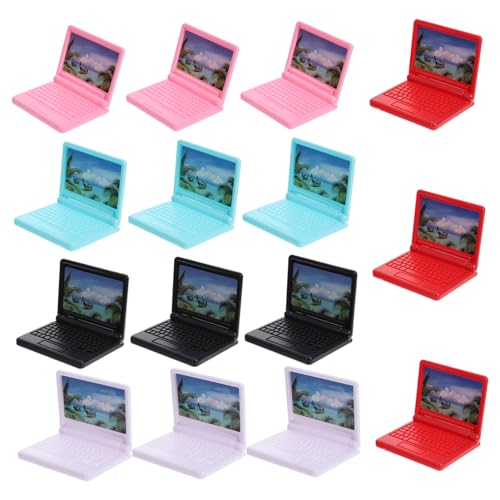 TOYANDONA 15stücke Teiliges Aus Miniatur-Laptop-Modellen Für Puppenhaus-Dekoration Bunte Bürocomputer-spielzeuge Und Rot Für Kreative Kinderaktivitäten Und DIY-projekte von TOYANDONA