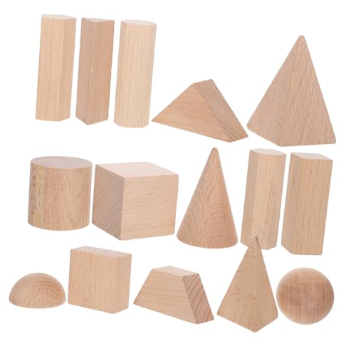 TOYANDONA 15 Stück Teiliges Geometrische Holzblöcke für Kleinkinder Natürliche Beech Holz Bauklötze Montessori Lernspielzeug für Frühe Bildung und Kreatives von TOYANDONA