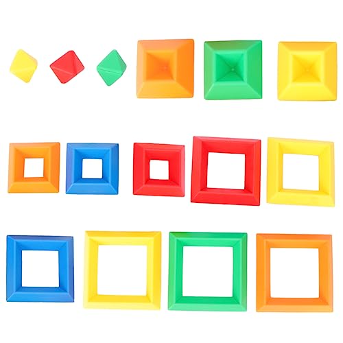 TOYANDONA 15 Stück Teiliges Lernspielzeug Bunte Holzbausteine Pyramidenstapelspiel für Feinmotorik Ab Jahren Frühpädagogisches Zufällige Farbe Zufällige Farbe von TOYANDONA