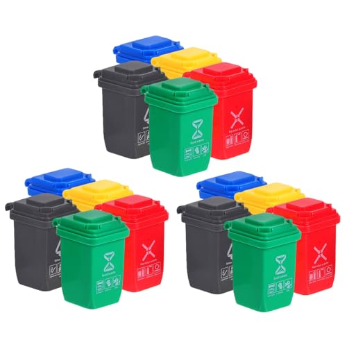 TOYANDONA 15 Stück Teiliges Miniatur-mülleimer Puppenhaus mit Offenem Deckel Kunststoff Recycling-abfalleimer Realistische Mini Mülltonne Geeignet für Puppenhaus-szenen und Schreibtischdeko von TOYANDONA