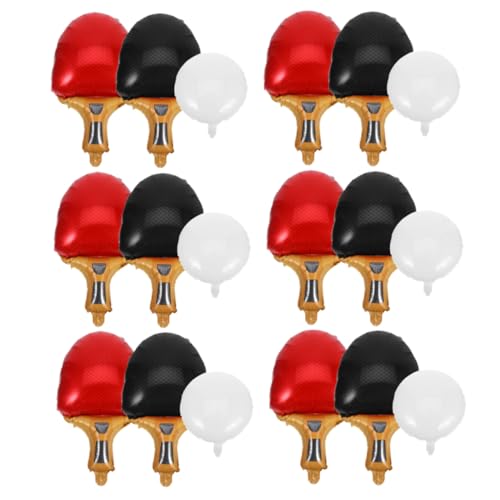 TOYANDONA 15 Stück Teiliges Sportparty Ballon Tischtennis Thema Langlebige Aluminium Folie Rote und Schwarze Schläger Weiße Bälle Interaktive Geburtstagsdeko für Turniere und Karneval von TOYANDONA