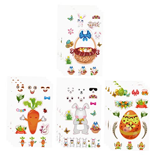 TOYANDONA 16 Blätter Kaninchen-Aufkleber Chaps aufklebebuchstaben schlüpfeier tiegerkostuem kindercroks Ostereier-Aufkleber Aufkleber für Bastelprojekte Osteraufkleber von TOYANDONA