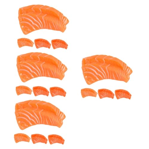 TOYANDONA 16 STK Lachs-Modell Gefälschtes Fischfleisch Simulierter Lachs Falsches Fleisch Requisiten Für Lebensmittelfotos Sushi Gefälschte Lachsscheiben Anordnung PVC Schreibtisch von TOYANDONA