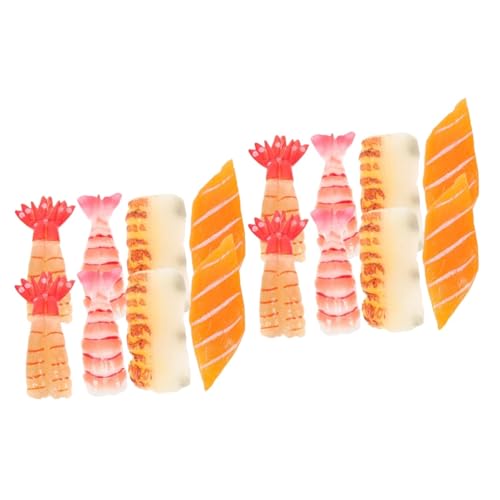 TOYANDONA 16 STK Sushi-Simulation Simulierte Dessert-Requisiten Fotografie-Requisiten Japanisches Essensmodell Lebensechtes Fleisch Gefälschtes Sushi-Modell Kochen Lachsfilet PVC Kind von TOYANDONA