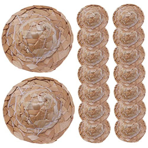 TOYANDONA 16 Stück Kleine Strohhutpuppenhut Strohhüte Stütze Häkeln Jugend Für Rand Damen Party Flechten Strohhalme Schmücken Mini -Handwerk Kleine Bastelhüte Mini-hüte von TOYANDONA