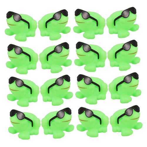 TOYANDONA 16 Stück Teiliges Badespielzeug Mini Frosch mit Sonnenbrille Schwimmendes Wasserspielzeug für Kleinkinder Sicher Geräuschaktiviert Fördert Hand Auge Koordination Badespaß für von TOYANDONA