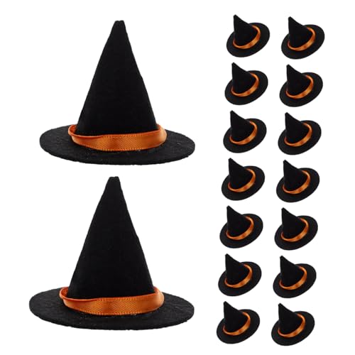 TOYANDONA 16 Stück Teiliges Mini Hexenhüte aus Robustem Schwarzem Filz Kleine Diy Flaschenverschlüsse Vielseitige Halloween Dekoration für Party Bastelbedarf und Puppenzubehör von TOYANDONA