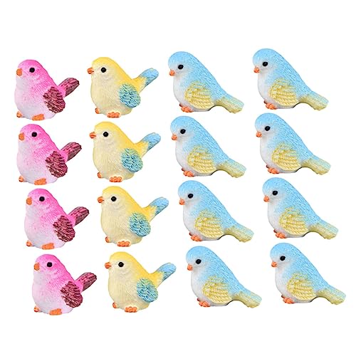 TOYANDONA 16St Mini-Vogel Mini-Frösche Miniaturvögel Spielzeugvögel kleine Feenfiguren Miniaturgarten Mikro lustige gartendeko pflanzendeko kleine Vogelfiguren dekorative Vogelfiguren Harz von TOYANDONA