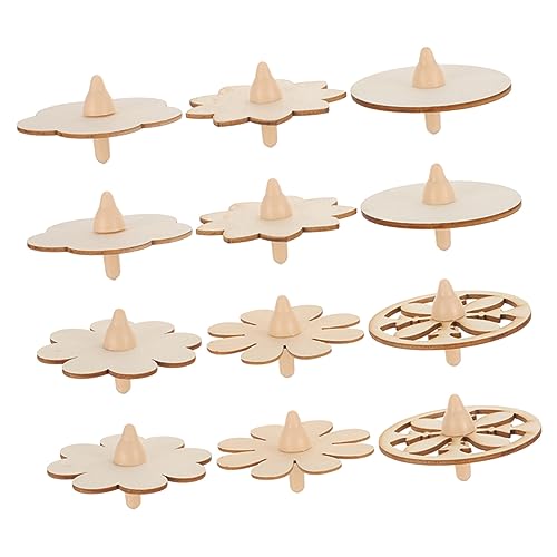 TOYANDONA 18 STK Lustiges Kinderspielzeug Unvollendetes Kinderspielzeug Bemalte Gyroskopspielzeuge DIY Malerei Kinderspielzeug Lustige Kreiselspielzeuge Kinderaccessoire Hölzern von TOYANDONA