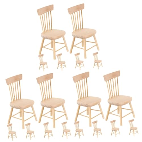 TOYANDONA 18 STK Puppenstubenstuhl Miniaturhocker Puppenhochstuhl Aus Holz Thekendekor Winzige Möbel 1/12 Stühle Mini-Stuhl-Modell Puppenzubehör Mini-hausstuhl Aus Holz Holzstuhl Puppenhaus von TOYANDONA