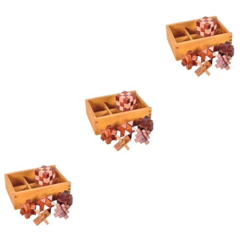 TOYANDONA Holzspielzeug 18 STK iq-Puzzle Holz 3D-Puzzle 3D-Puzzlekugel hölzern Minsuo Holzkasten Luban-Schloss Bambus Wooden Toys von TOYANDONA