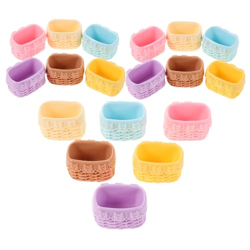 TOYANDONA 18 Stück Teiliges Miniatur Korbset aus Gewebtem Harz Robustes Mini Aufbewahrungskorb für Puppenhaus Dekoration Mini Blumen- Brot Picknickkörbe Kreative Spielzeugaccessoires von TOYANDONA