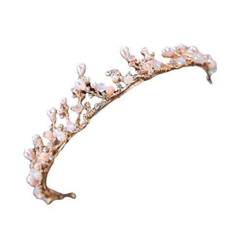 TOYANDONA 1Pc Goldene Kinderkrone Braut Haarschmuck Mädchen Haarschmuck Kleine Mädchen Haarschmuck Hochzeit Kopfschmuck Für Braut Perle Tiara Kleines Mädchen Party Mädchen Krone Legierung von TOYANDONA