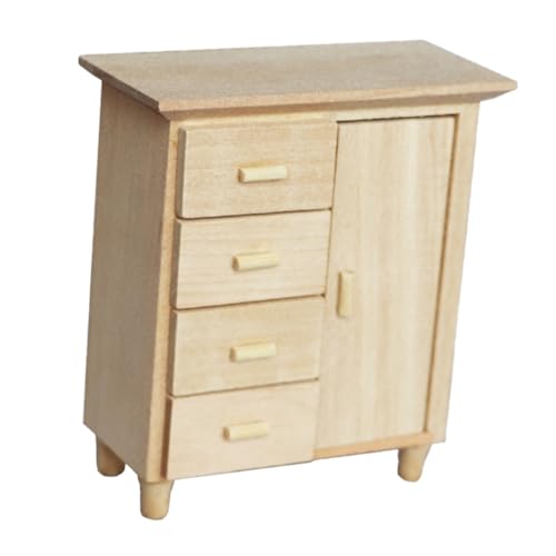 TOYANDONA 1Pc Puppenhaus Seite Schrank Modell Miniatur Mini Möbel Mini Sideboard Lagerung Rack Holz Khaki von TOYANDONA