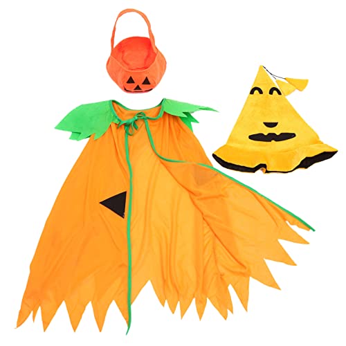 TOYANDONA 1Satz Halloween Kürbis Cape Kostüm für Bestehend aus Umhang Kürbisbeutel und Hut für Cosplay und Partys Geeignet für Halloween Karneval und Feiern von TOYANDONA