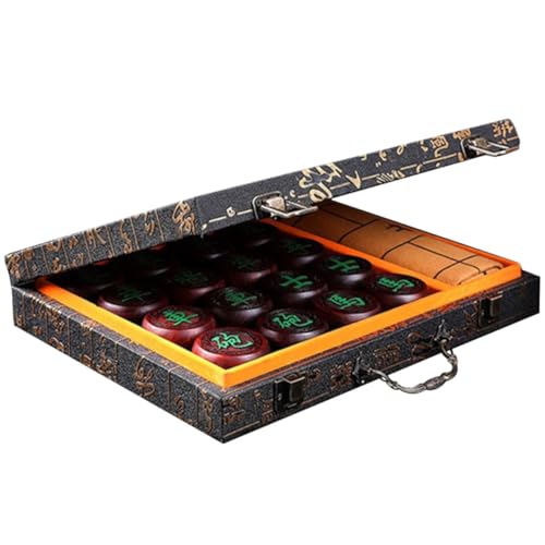 TOYANDONA 1Satz Holz Schachspiel für Erwachsene Interaktives Chinesisches Schachbrett mit Hochwertigen Schachfiguren und Praktischem Design für Unterwegs von TOYANDONA
