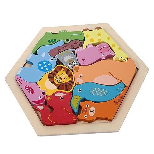 TOYANDONA 1Satz Holzpuzzle für Interaktives Tierpuzzle aus Holz Langlebiges Lernspielzeug für Kleinkinder Geometrische Formen Leuchtende Farben für Familien und Freunde von TOYANDONA