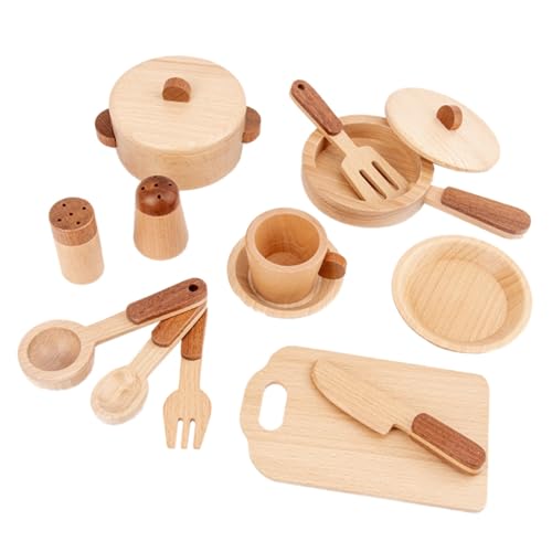TOYANDONA 1Satz Holzspielzeug Set für Umweltfreundliche Küchenspielzeuge mit Realistischem Design Fördert Farben und Formen für Kleine Hände Sicheres Lernspielzeug für Kreative von TOYANDONA