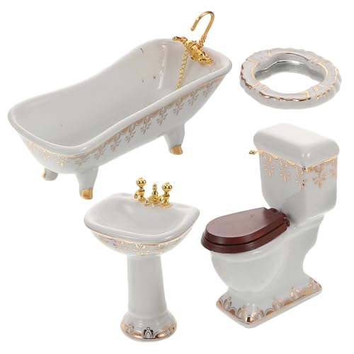 TOYANDONA 1Satz Keramik Badewanne Toilette Waschbecken für Kreatives Rollenspiel Luxuriöses Puppenhaus Zubehör von TOYANDONA